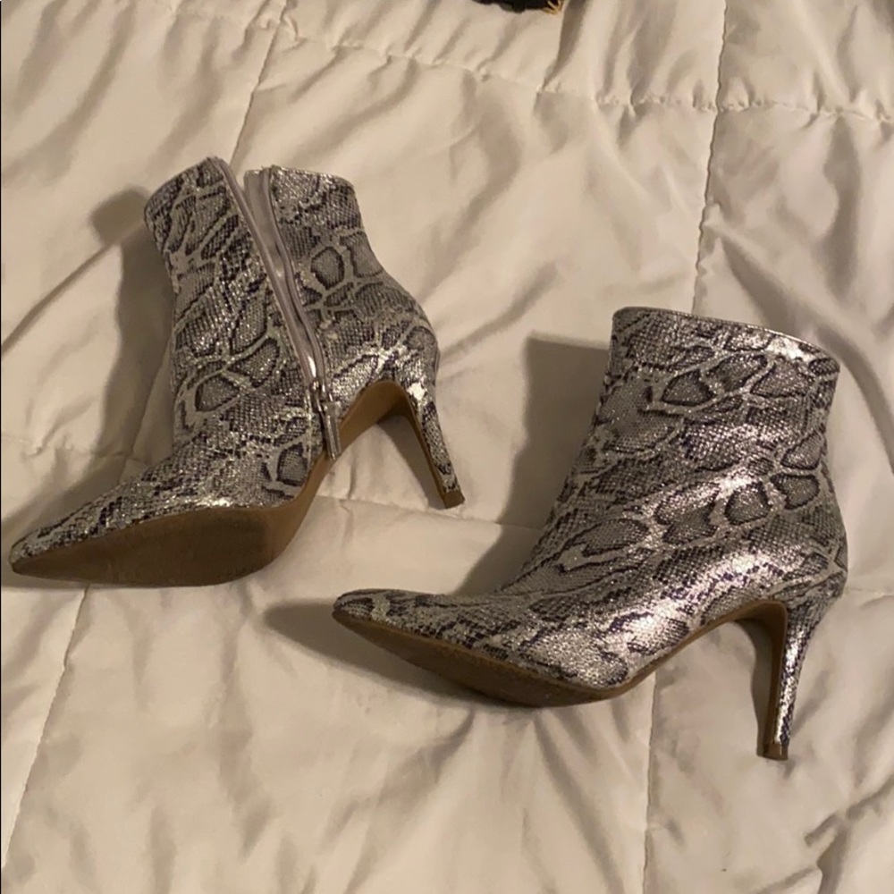 Snakeskin booties